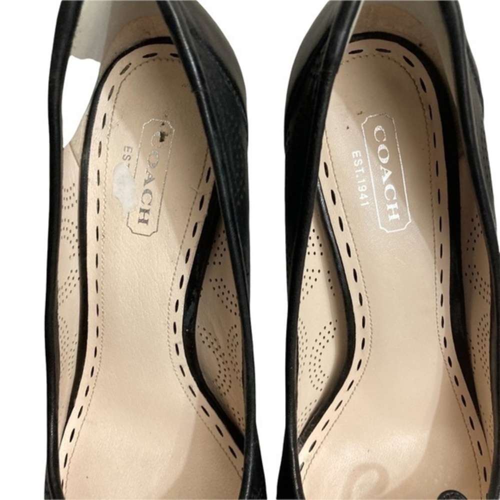 Coach RARE op c signature black leather perforated heels pumps 6 - Picture 13 of 13